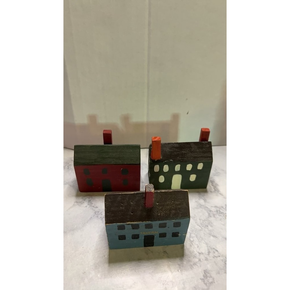 Vintage Wooden Folk Art Miniature Houses